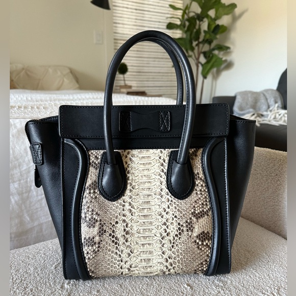 Micro Luggage Handbag Leather & Python - Picture 3 of 16